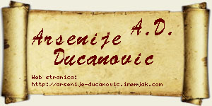 Arsenije Ducanović vizit kartica